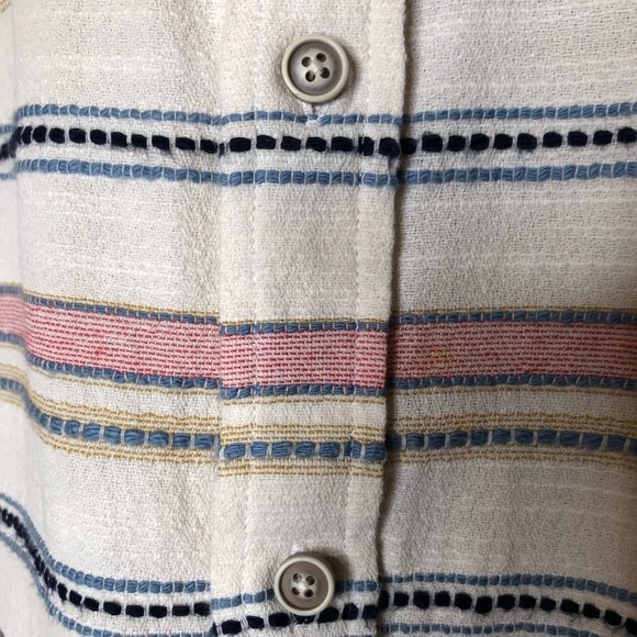 ROWM Stripe 100% Cotton Button Up Shirt Light Beach Woven Fabric Size: XL - Picture 8 of 11